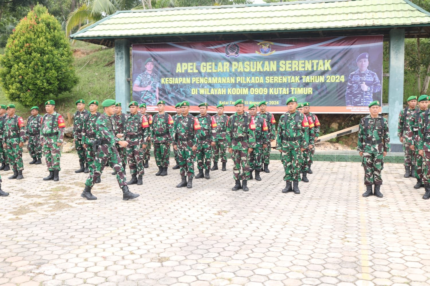 TNI di Kutai Timur Lakukan Apel Gelar Pengamanan Dalam Rangka Pilkada Serentak 2024