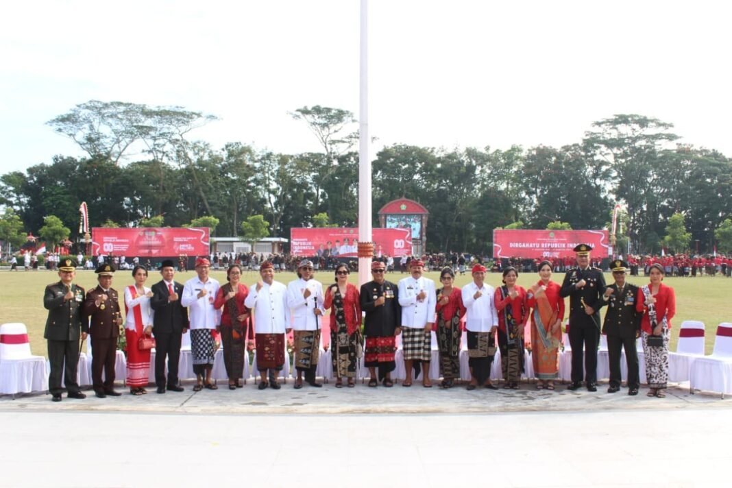 Upacara Sakral Proklamasi RI ke-80, Kasdim Tabanan Bersama Forkopimda Tunjukkan Kebersamaan dan Nasionalisme