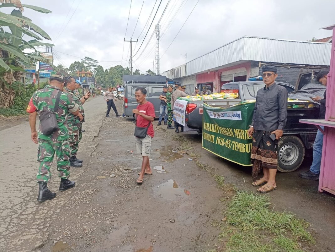 Sinergi Tiga Pilar, Koramil 03/Tembuku Gelar GPM Beras SPHP di Pasar Metra