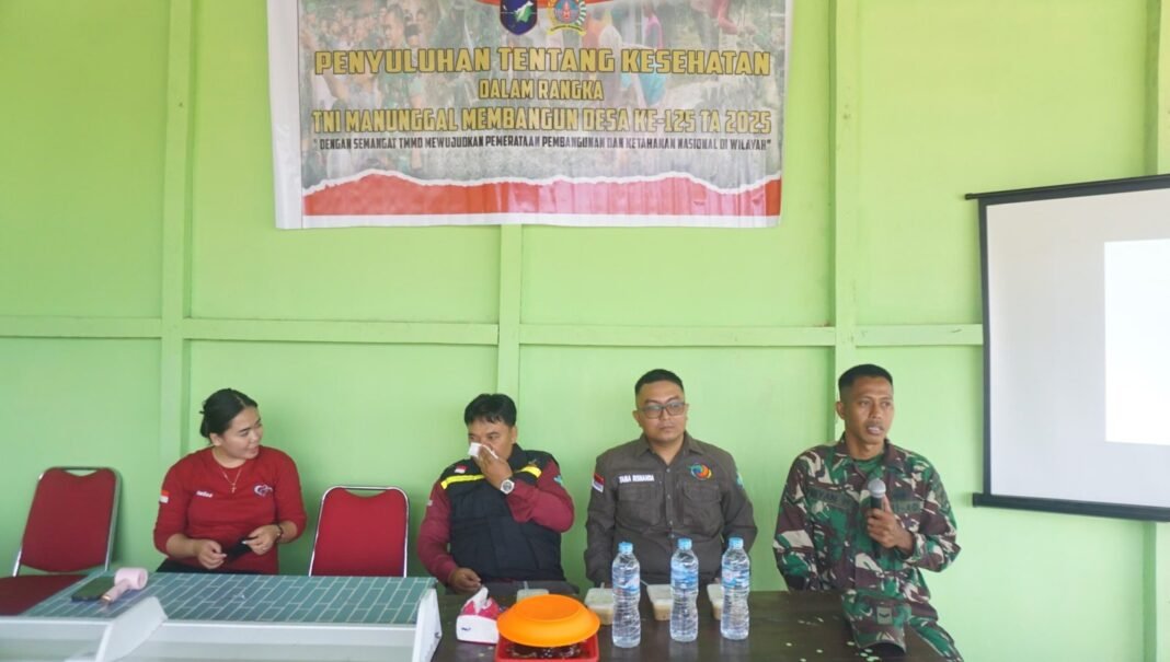 TMMD ke-125 Kodim 1205/Sintang Hadirkan Penyuluhan Kesehatan dan Posyandu di Desa Sungai Pengga Sekoyan