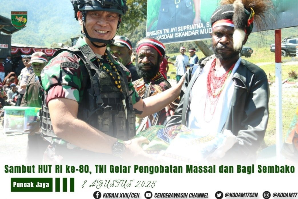 Sambut HUT RI ke-80, TNI Gelar Pengobatan Massal dan Bagi Sembako