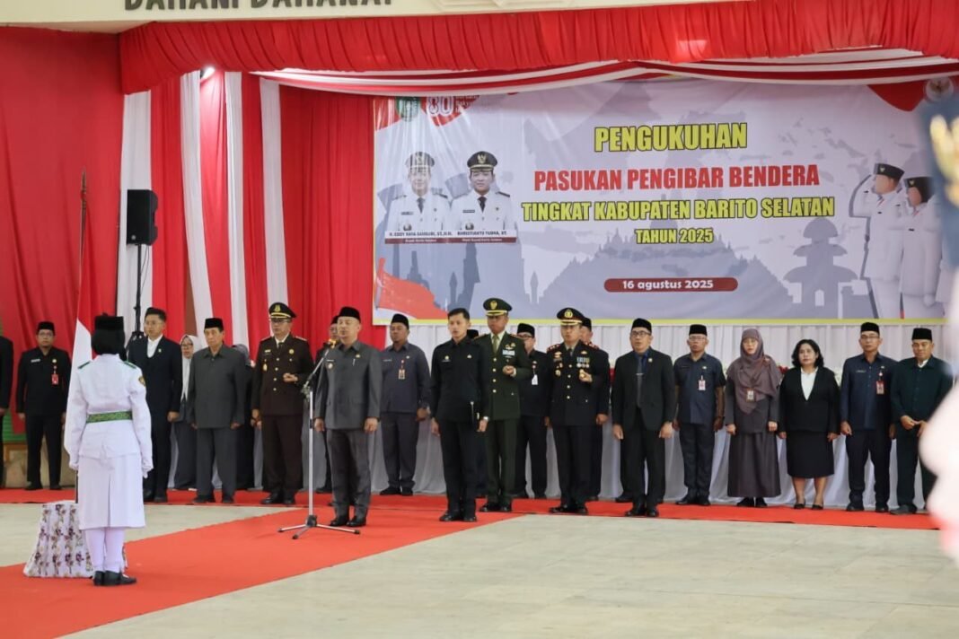 Dandim 1012/Buntok Bersama Unsur Forkopimda Hadiri Pengukuhan Anggota Paskibraka Tahun 2025