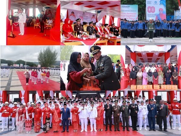 Dandim 1431/Bombana Hadiri Upacara Detik-Detik Proklamasi HUT ke-80 RI di Alun-Alun Eks MTQ