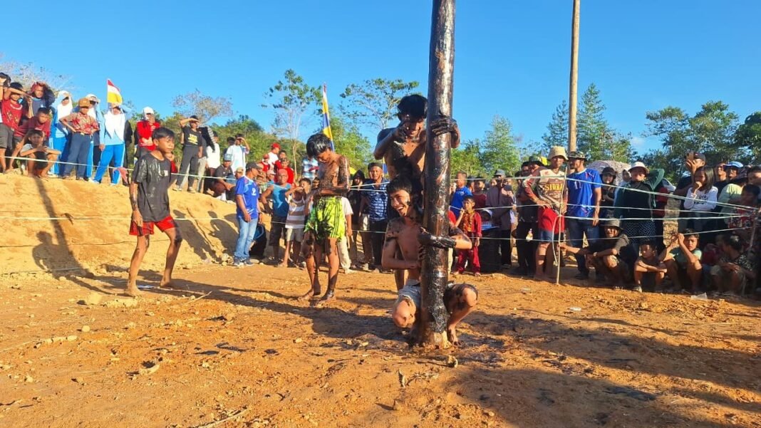 Lomba Panjat Pinang Satgas TMMD di Konawe Jadi Simbol Kebersamaan TNI dan Rakyat
