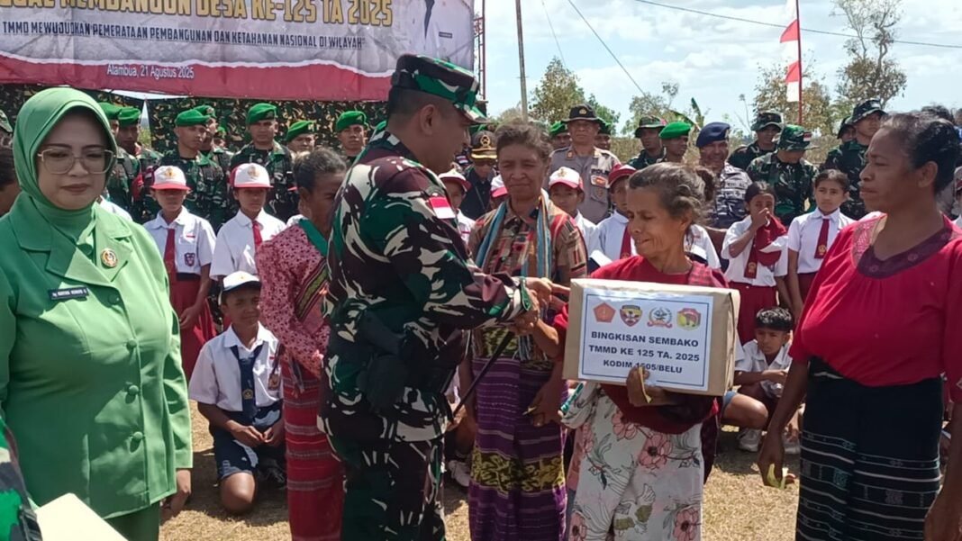 Satgas TMMD 125 Kodim Belu Bagikan Paket Sembako, Ringankan Beban Ekonomi Warga