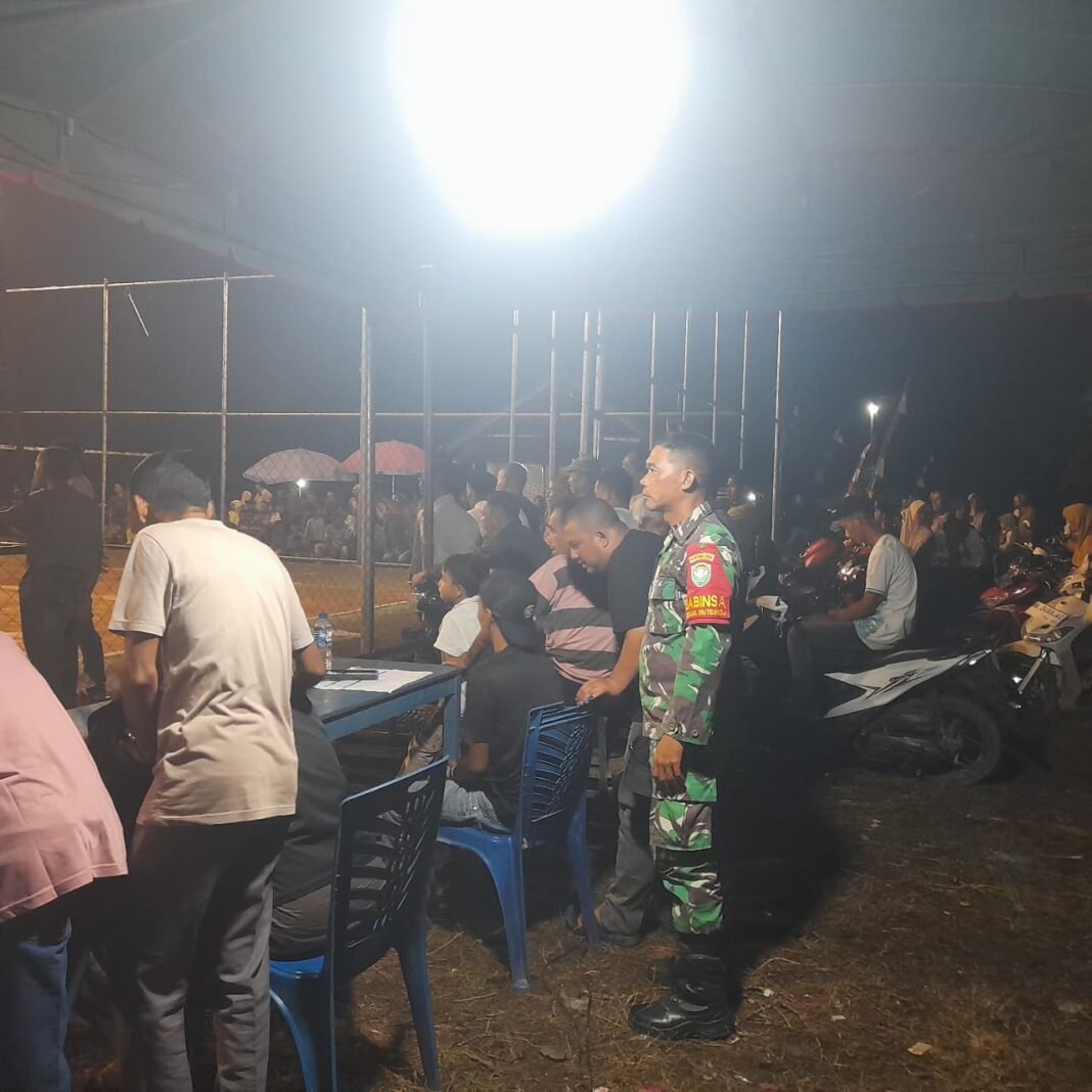 Babinsa Teunom Amankan Turnamen Voli HUT RI ke-80, Pererat Kebersamaan Warga