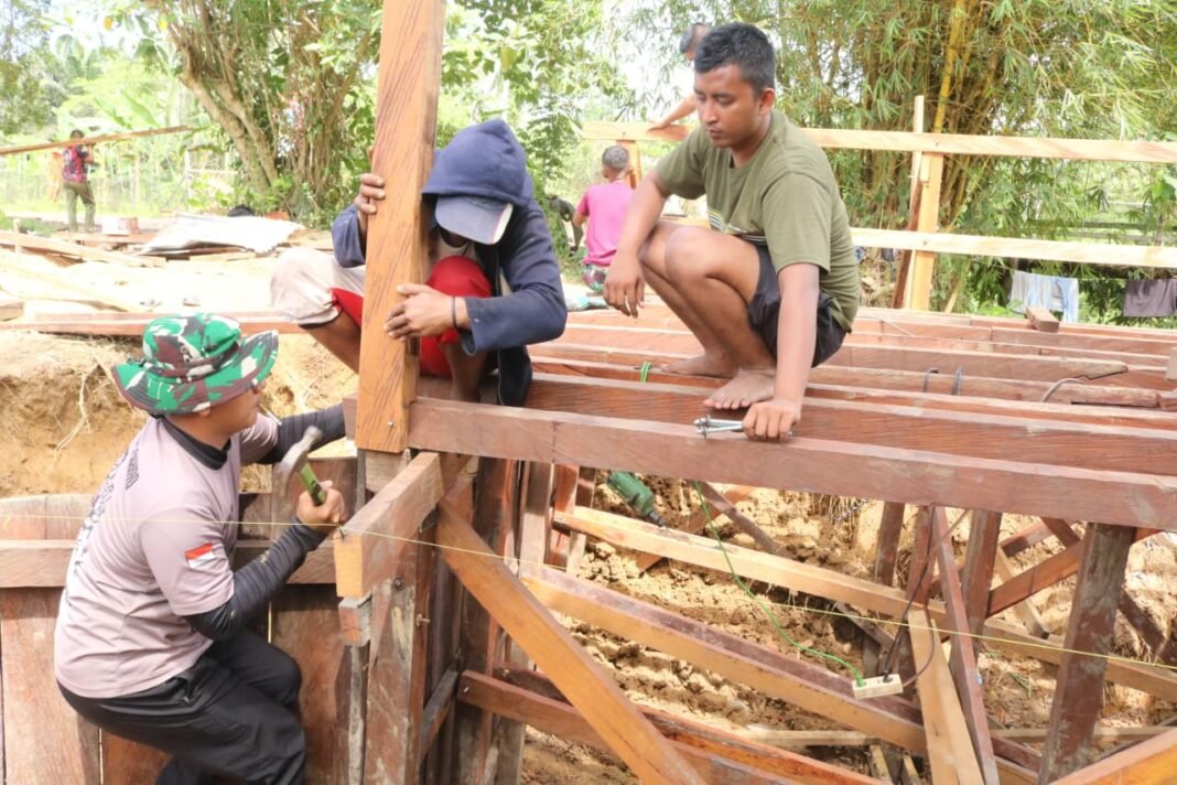 Dari Desa Terpencil Menuju Akses Lebih Baik: Jembatan TMMD Suka Rahmat Hampir Final