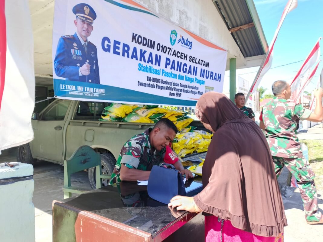Gerakan Pangan Murah Kodim 0107/Aceh Selatan: Upaya Menjaga Ketersediaan Pangan
