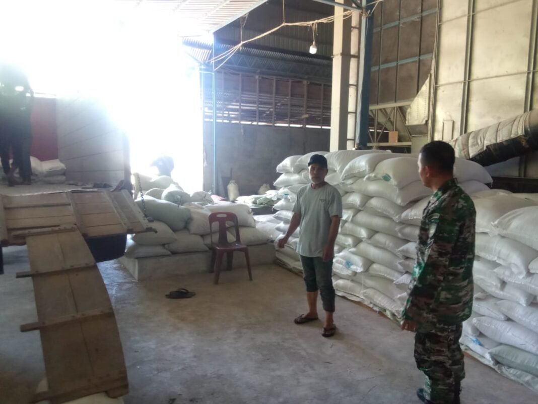 Babinsa Koramil 03 Kaway XVI Tinjau Stok Beras di Kilang Padi Desa Alue Tampak