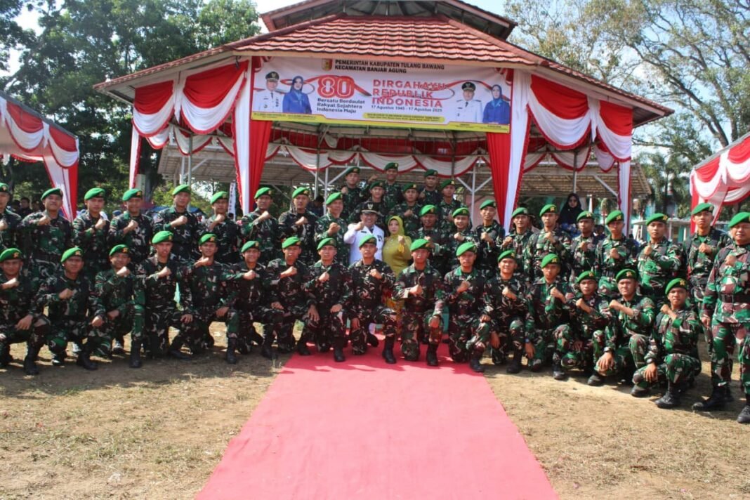 Satgas TMMD 125 Kodim 0426/Tulang Bawang Ikuti Upacara HUT RI ke-80 Penuh Khidmat