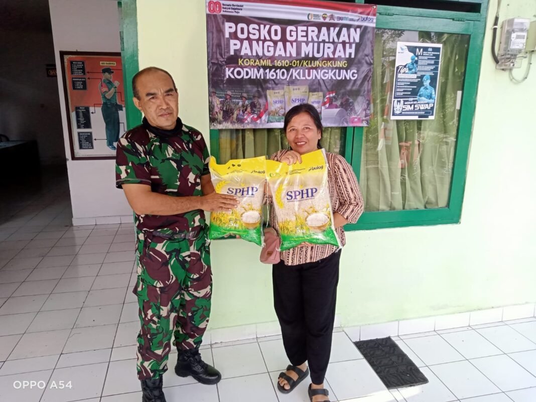 4 Ton Beras SPHP Tersalur, Dandim Klungkung Tegaskan Gerakan Pangan Murah Akan Terus Bergulir