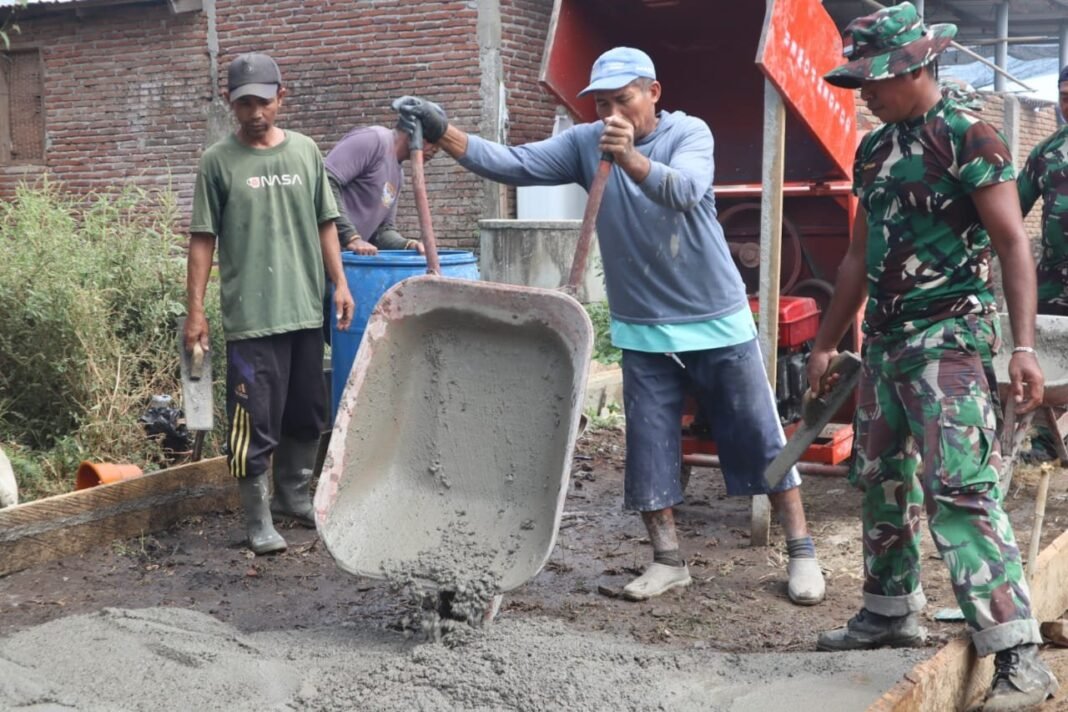 Satgas TMMD 125 Lanjutkan Pengecoran Sayap Kiri Jembatan Linpas Sepanjang 50 Meter