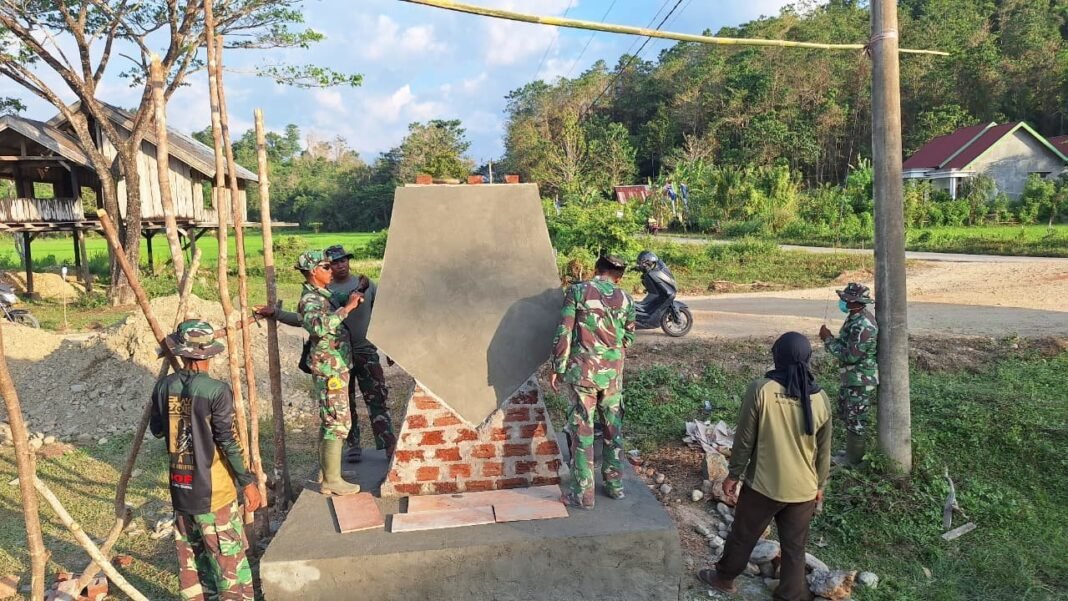 Tugu Prasasti TMMD 125 di Konawe Memasuki Tahap Plamir