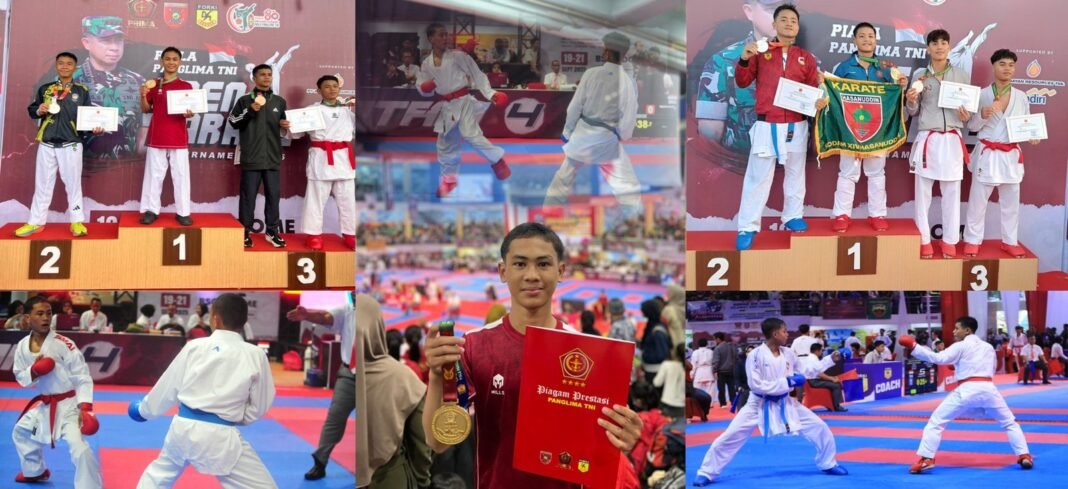 Torehkan Emas-Perak Karate Open Tournament Piala Panglima TNI, Dua Putra Babinsa Kodim 1409/Gowa Ukir Prestasi Membanggakan