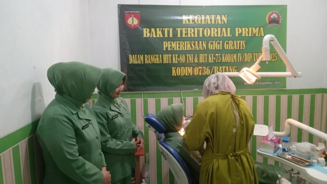 Sambut HUT TNI ke-80 dan Kodam IV/Diponegoro ke-75, Kodim 0736/Batang Gelar Baksos Pemeriksaan Gigi Gratis