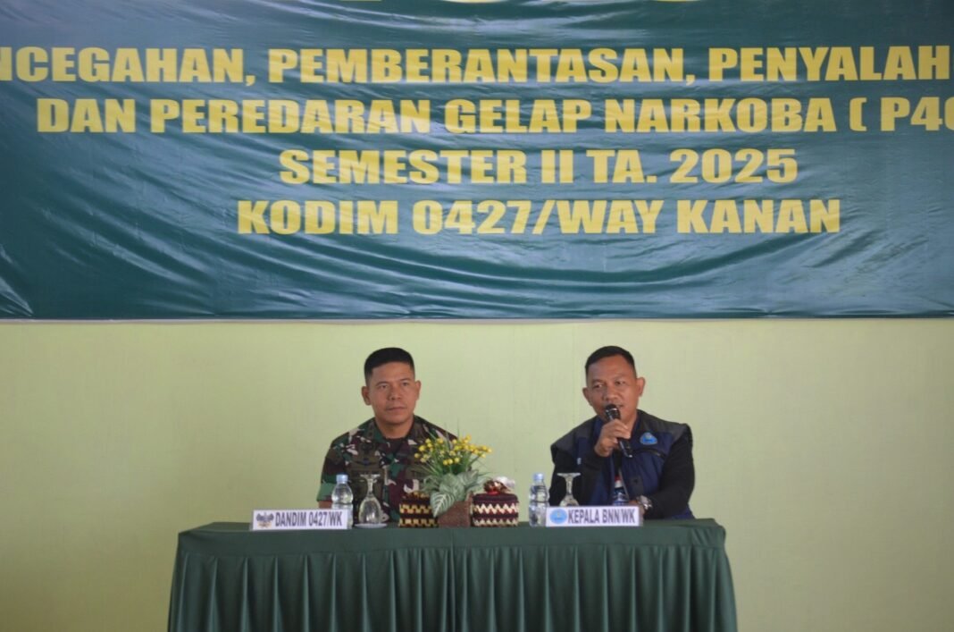 Kodim 0427/Way Kanan dan BNN Gelar Penyuluhan P4GN Semester II Tahun 2025