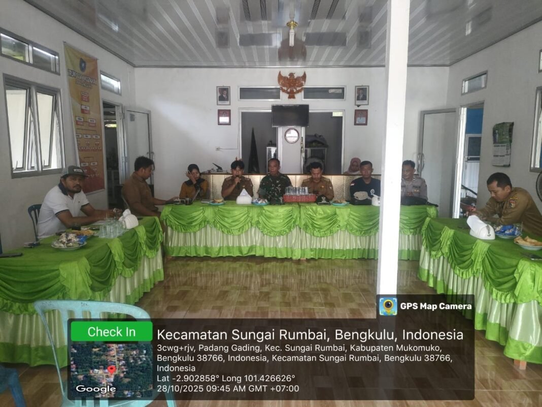 Kodim 0428/MukoMuko, Hadiri Kegiatan Penentuan Titik Nol Pembangunan Drainase di Desa Padang Gading MukoMuko