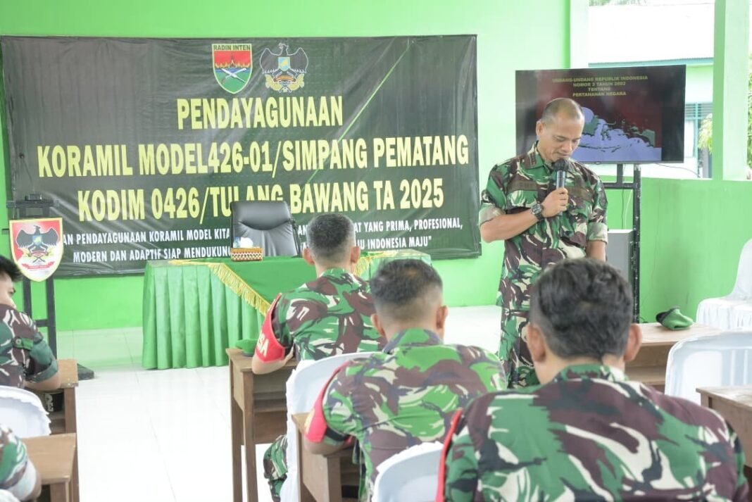 Kapten Inf M. Yusuf Sampaikan Materi Wawasan Hukum kepada Prajurit Koramil Model di Kabupaten Mesuji