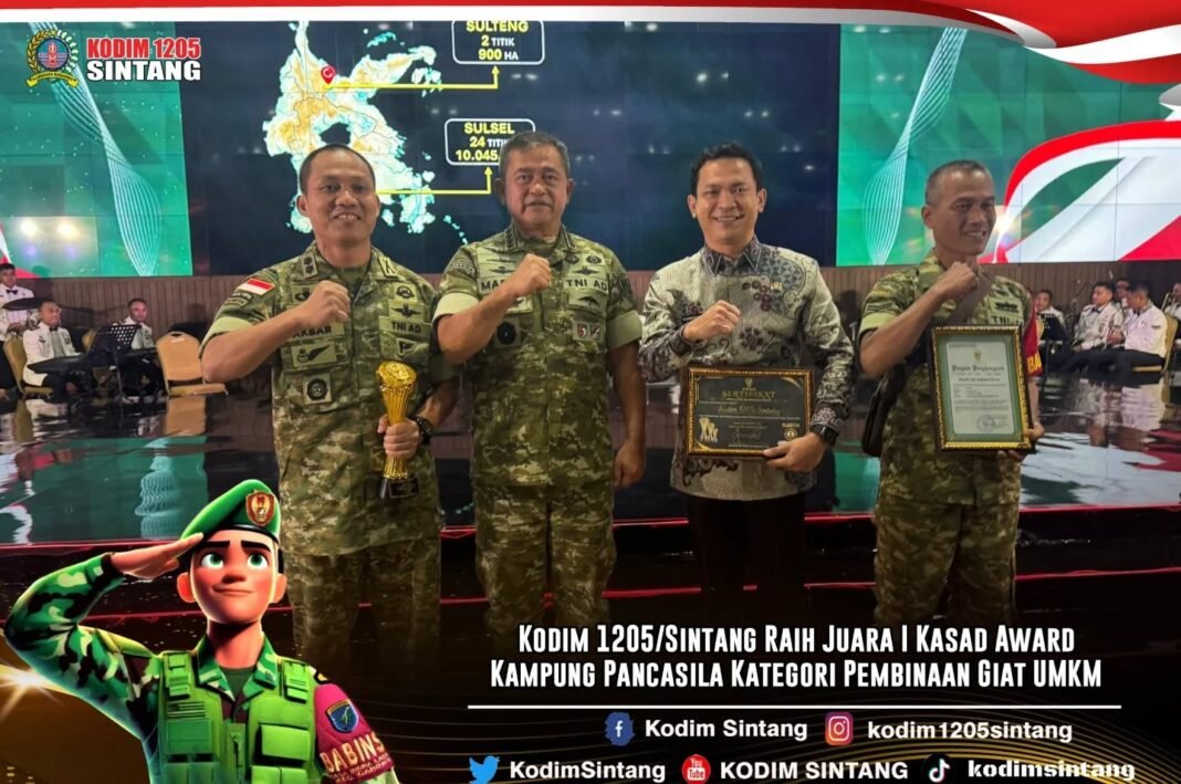 Kodim 1205/Sintang Sabet Juara I Kasad Award 2025 untuk Pembinaan UMKM