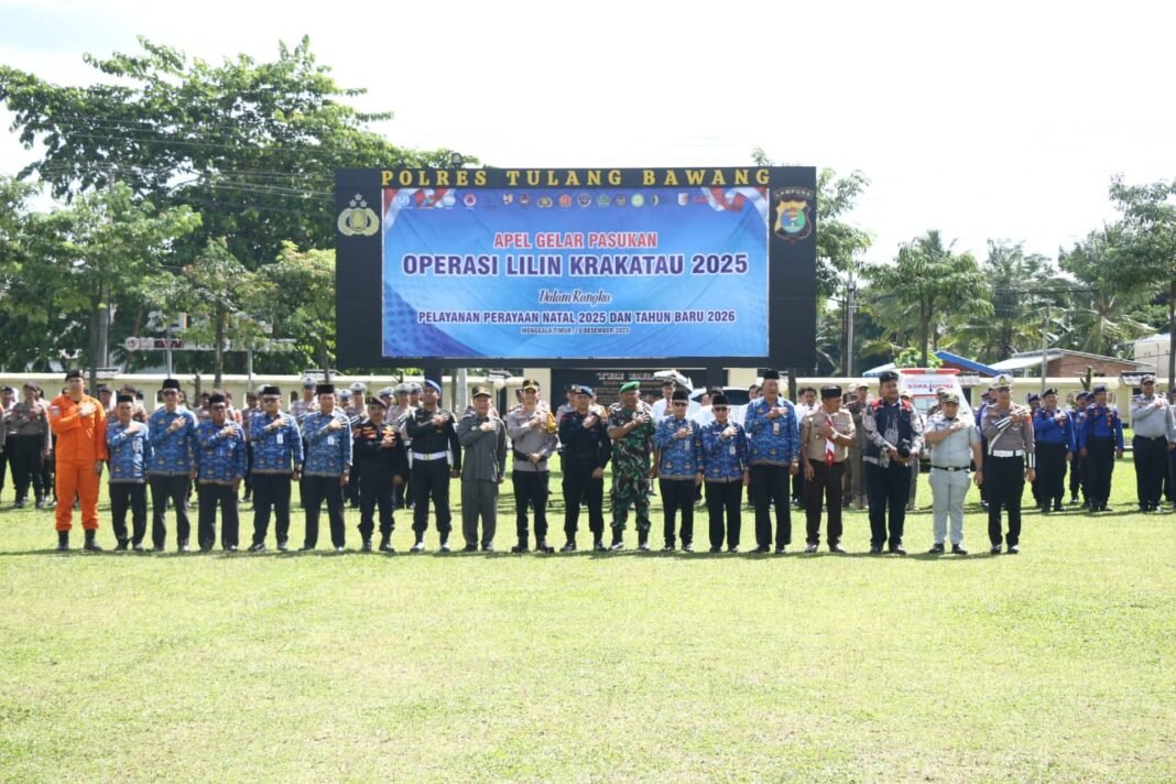 Sinergi Penuh di Apel Gelar Pasukan Operasi Lilin Krakatau 2025 di Tulang Bawang