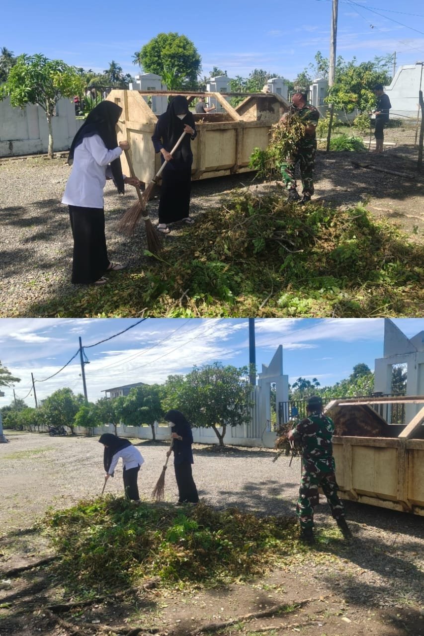 Cegah Bibit Penyakit, Babinsa Koramil 04/Meureubo Bersama Warga Gotong Royong Berantas Sarang Nyamuk