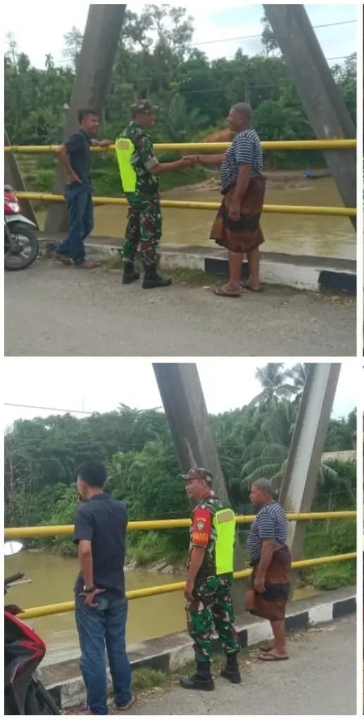 Babinsa Jajaran Korem 012/TU Laksanakan Pemantauan Sungai Rawan Banjir