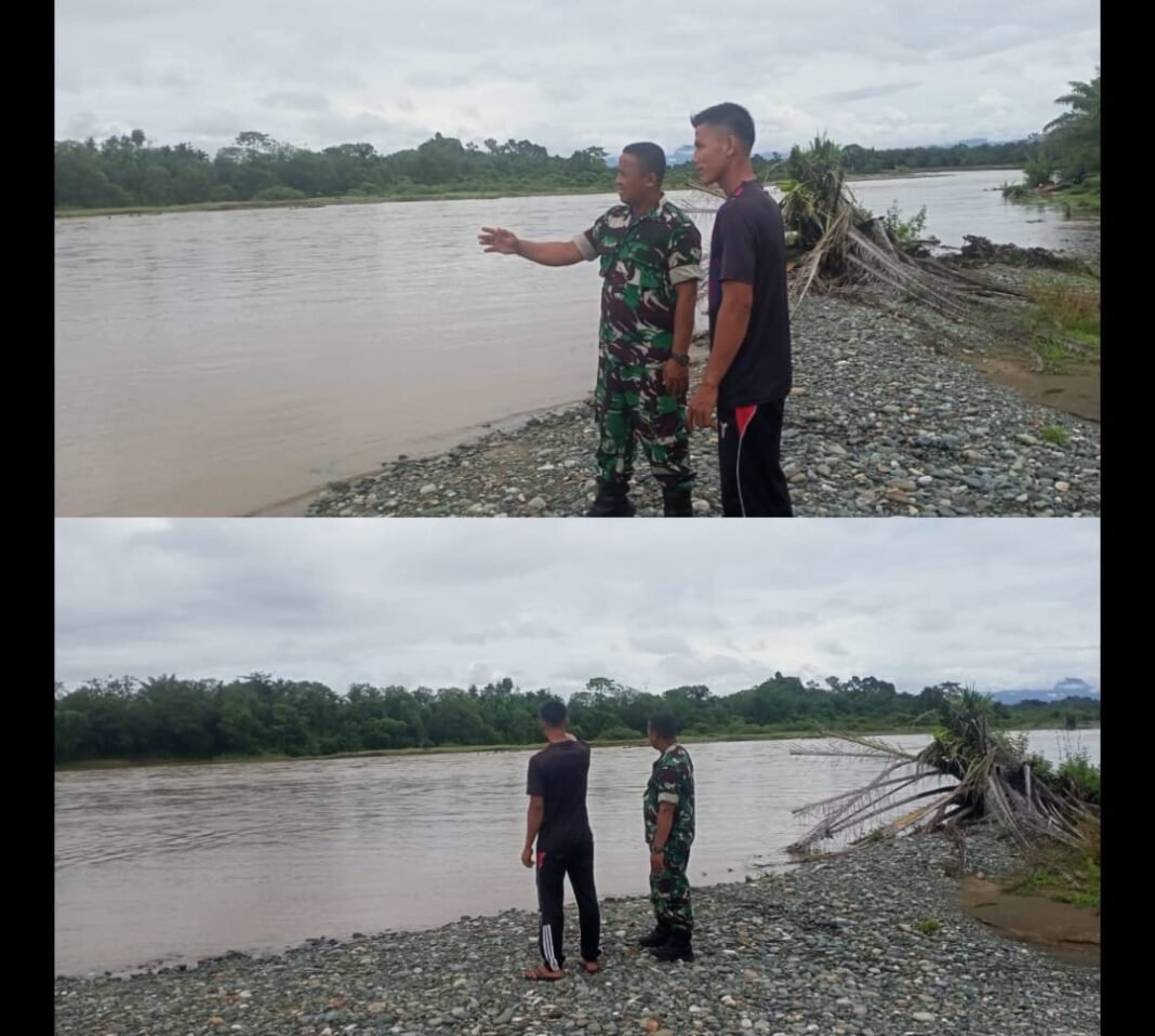 Babinsa Posramil 05/PC Bersama Warga Terus Melakukan Pemantauan Debit Air Sungai Meureubo Guna Mengantisipasi Potensi Banjir, Terutama Saat Intensitas Hujan Meningkat