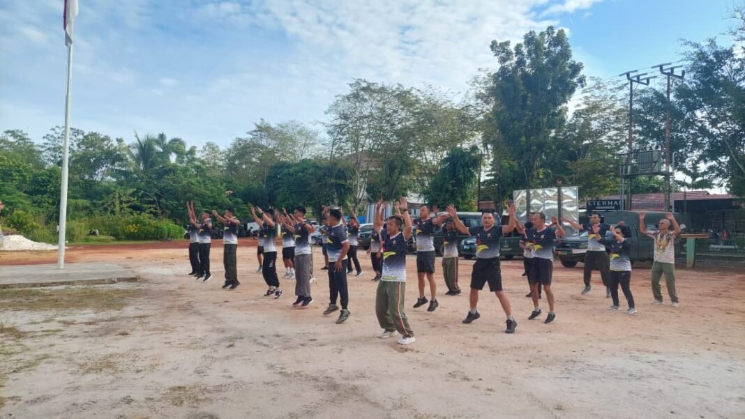Kodim 1015/Sampit Gelar Olahraga Bersama untuk Tingkatkan Kebugaran Prajurit