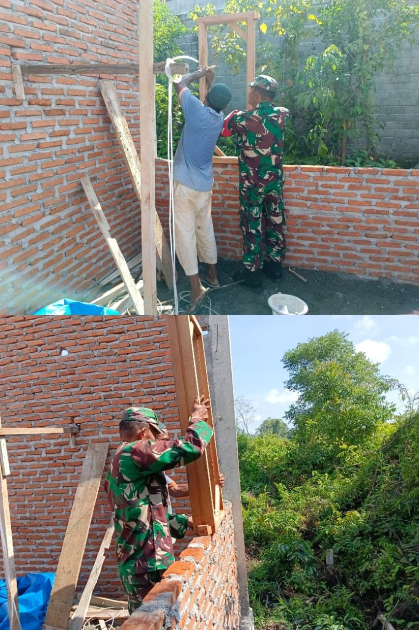 Babinsa Koramil 04/Meureubo Bangun Keakraban Sembari Bangun Rumah Warga Binaan