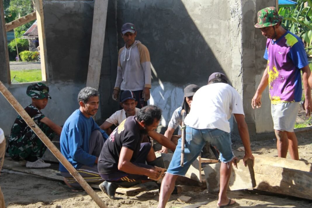Pembangunan Masjid di Dusun Ogomolobu Berlanjut pada Hari Ke-4 TMMD Ke-127