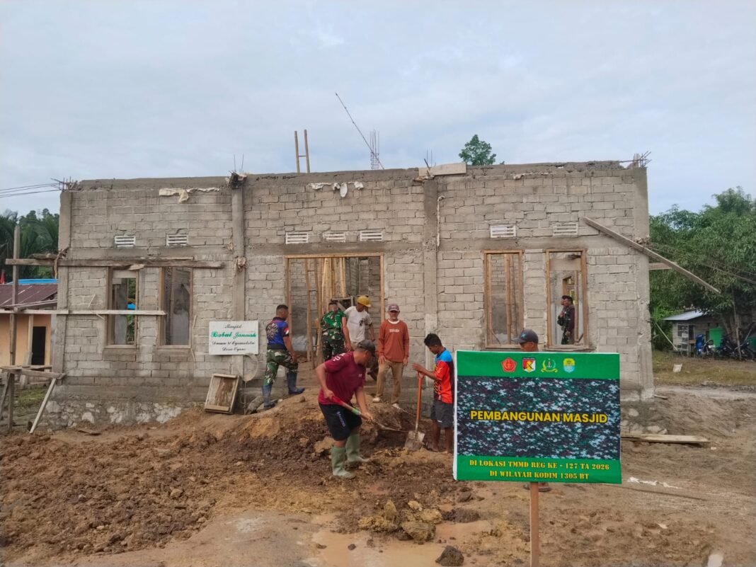 Progres Pembangunan Masjid TMMD Ke-127 di Dusun Ogomolobu