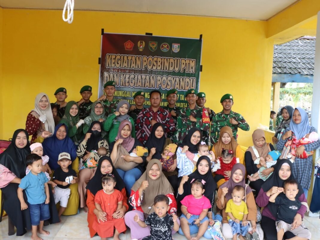 Satgas TMMD 127 Kodim 0430/BA Gelar Kegiatan Posbindu PTM dan Posyandu di Desa Wonosari