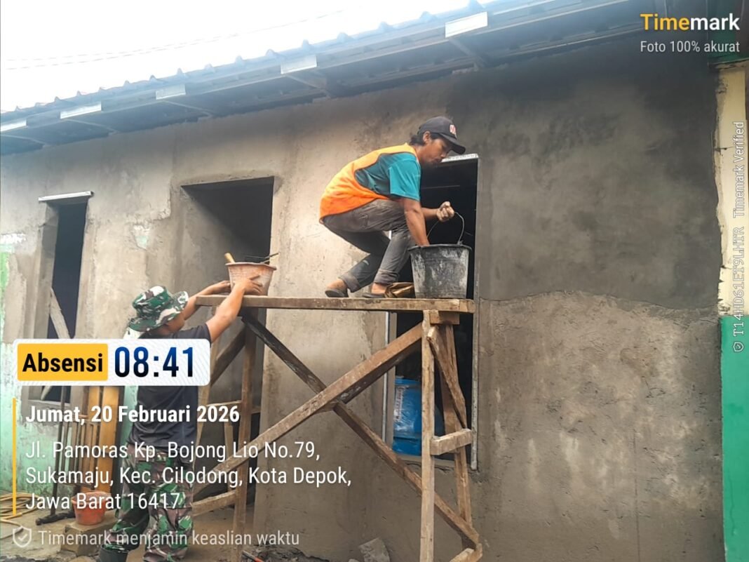 Pembangunan RTLH Ibu Murdiana di Depok Capai 50 Persen, Satgas TMMD Ke-127 Terus Bergerak Maju