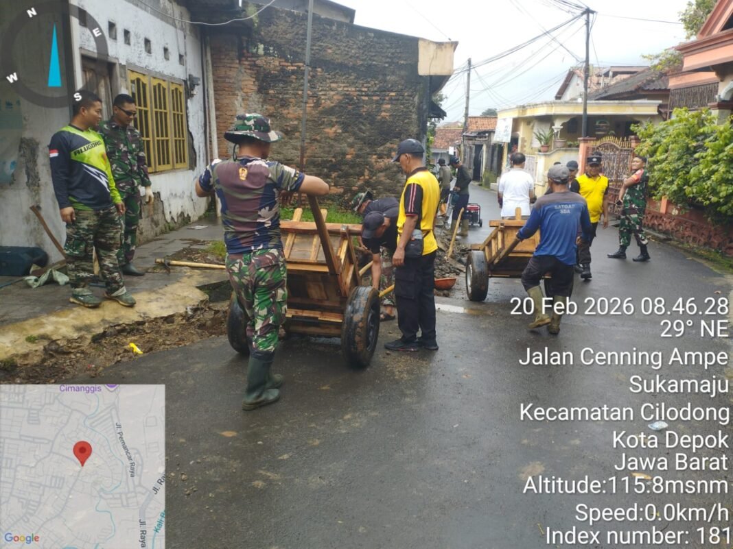 Progres Pembangunan Drainase TMMD Ke-127 Kodim 0508/Depok Capai 45 Persen di Sukamaju
