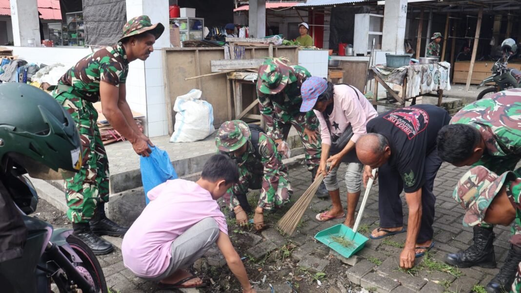 Kodim 1302/Minahasa Galang Aksi Bersih Lingkungan di Empat Lokasi Secara Serentak