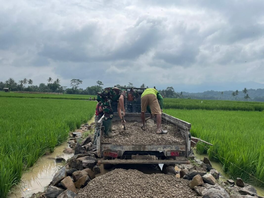 Pembangunan Rabat Beton TMMD ke-127 Kodim 0421/LS di Desa Gunung Rejo Tingkatkan Produktivitas Pertanian