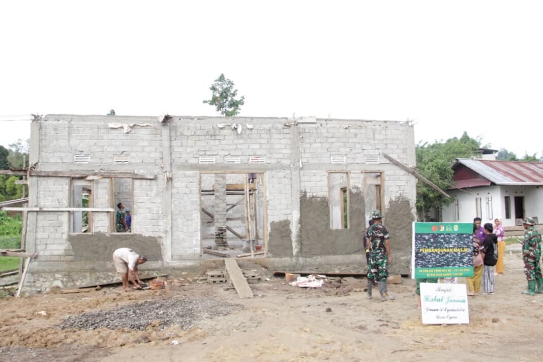 Pembangunan Mesjid di Dusun Ogomolobu oleh Satgas TMMD 127 Kodim 1305/Buol Tolitoli