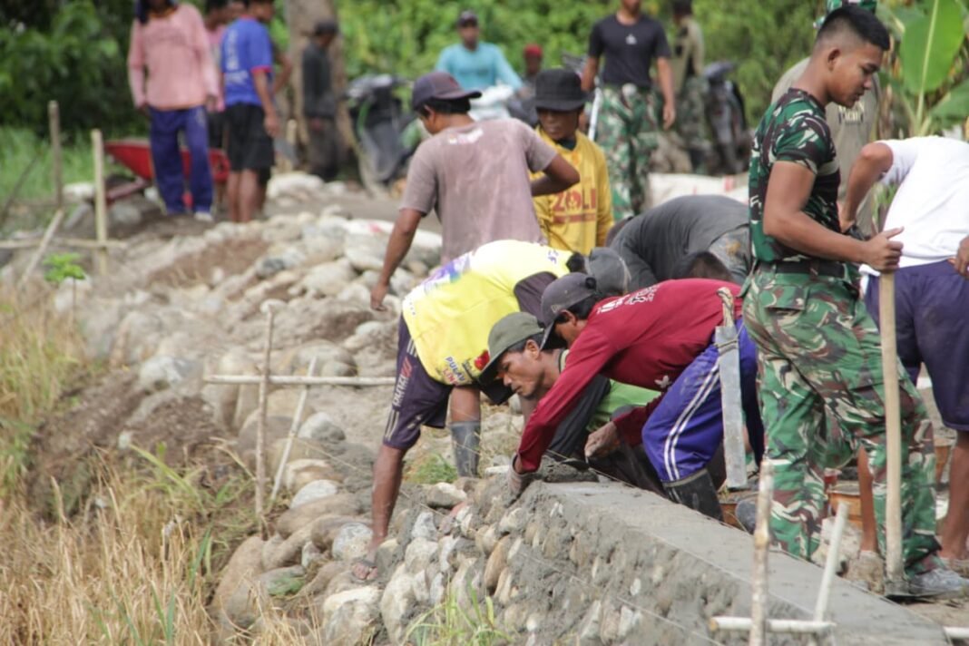 TMMD ke-127 Kodim 1305/Buol Tolitoli Dorong Pembangunan Jalan dan Talud di Desa Oyom