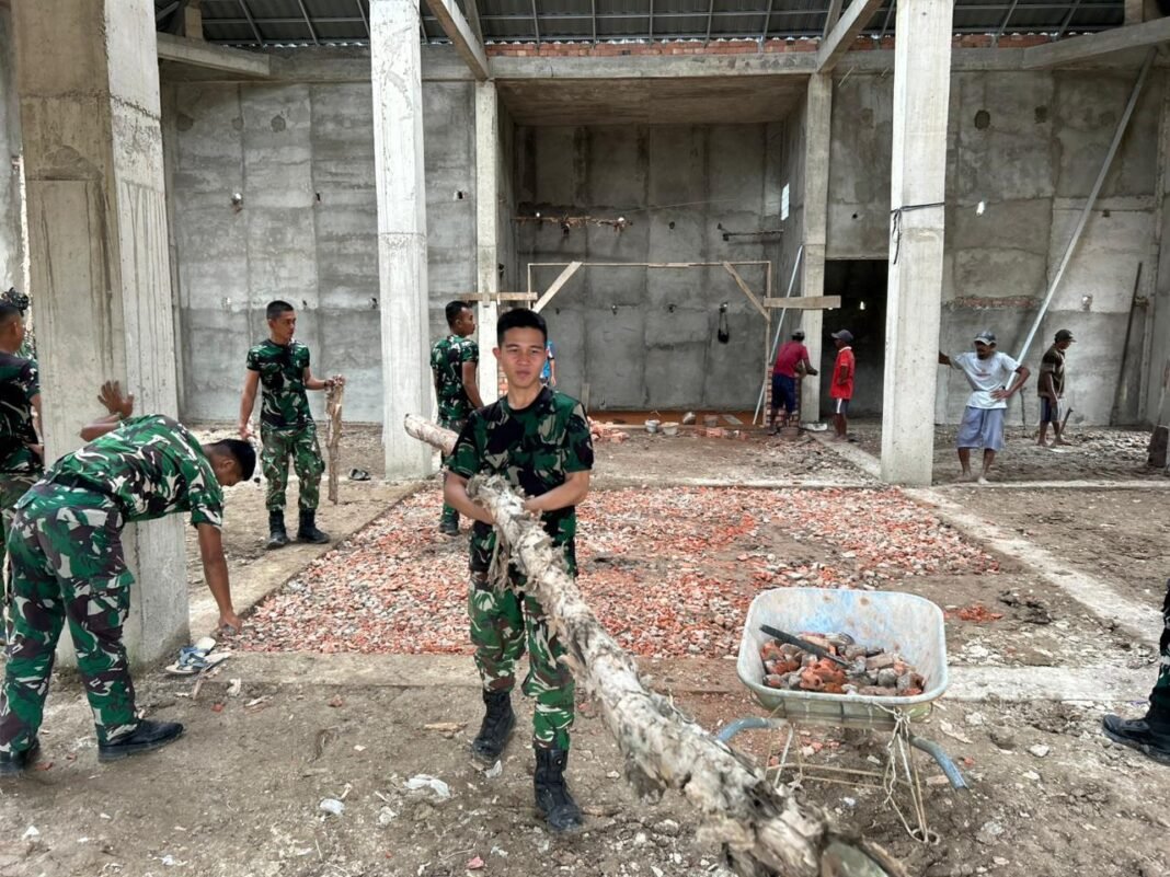 Sinergi TNI dan Warga Dalam Pembangunan Masjid Jami di Banyuasin