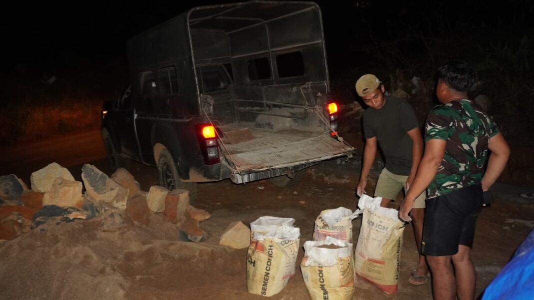 Satgas TMMD Reguler ke-127 Kodim 1015/Sampit Laksanakan Lembur Malam untuk Kejar Target Pembangunan