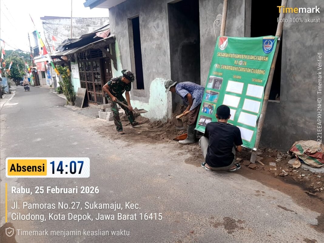 Progres Rehabilitasi Rumah Tidak Layak Huni Bapak Ujang Fadilah Capai 62 Persen, Satgas TMMD Ke-127 Percepat Pengerjaan