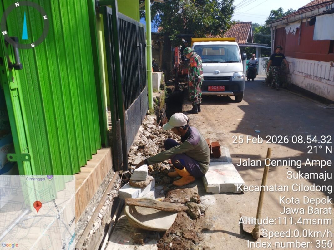 Progres Drainase 69 Persen, Satgas TMMD Ke-127 Kodim 0508/Depok Siapkan Solusi Genangan di Bojong Lio