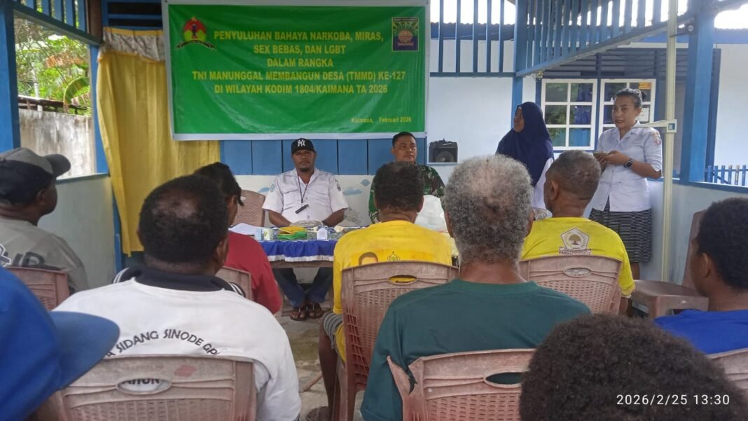 Satgas TMMD 127 Kodim 1804/Kaimana Berikan Edukasi untuk Generasi Sehat di Kampung Sisir