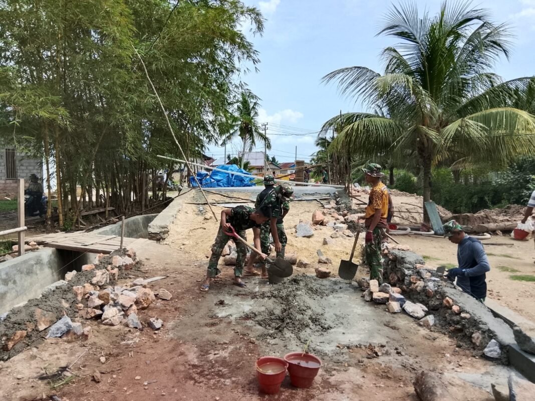 Satgas TMMD 127 Tingkatkan Pembangunan Pondasi Jembatan di Sambuli