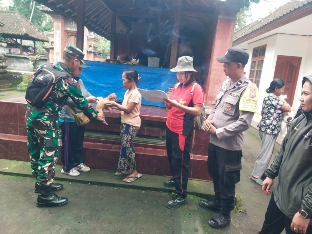 Babinsa Desa Kayubihi Terjun Langsung Dampingi Vaksinasi Rabies di Banjar Kayang