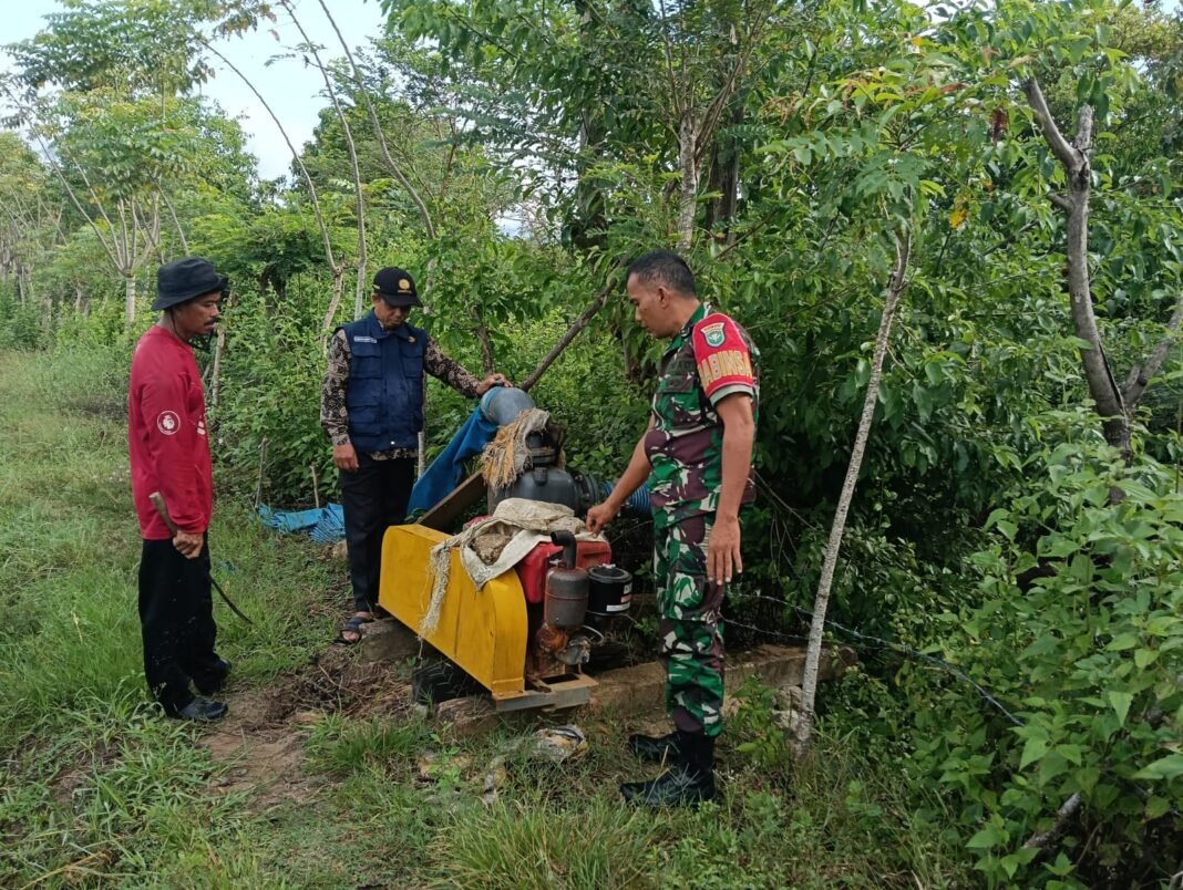 Babinsa Jaya dan PPL Cek Mesin Pompa Air Bantuan Pemerintah