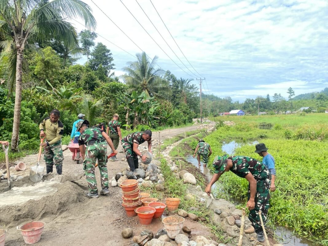 Pembangunan Talud 1.030 Meter oleh Satgas TMMD ke-127 di Dusun Ogomolobu