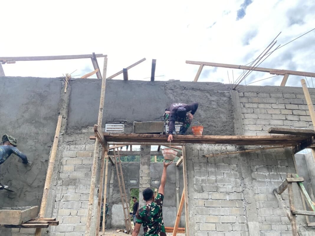 Satgas TMMD ke-127 Kodim 1305/Buol Tolitoli Teruskan Pembangunan Masjid di Dusun Ogomolobu