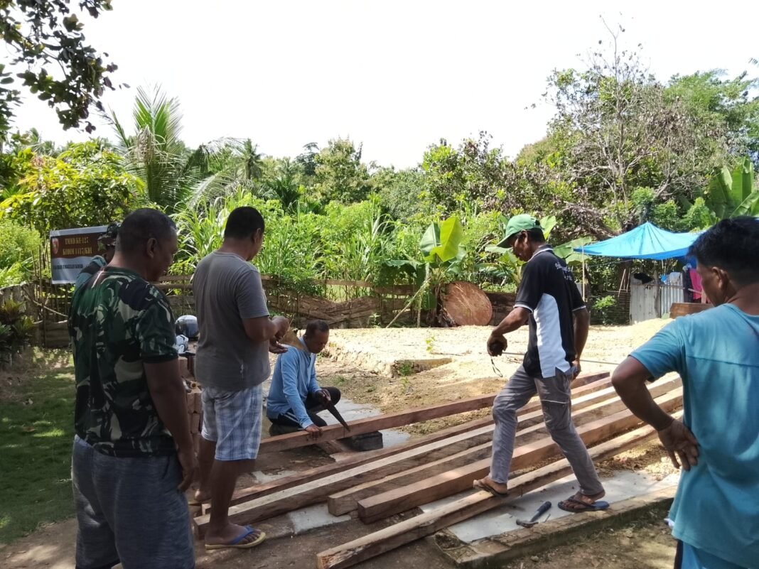 Satgas TMMD 127 Bersama Warga Sambuli Jalin Kerjasama Membangun Hunian Layak