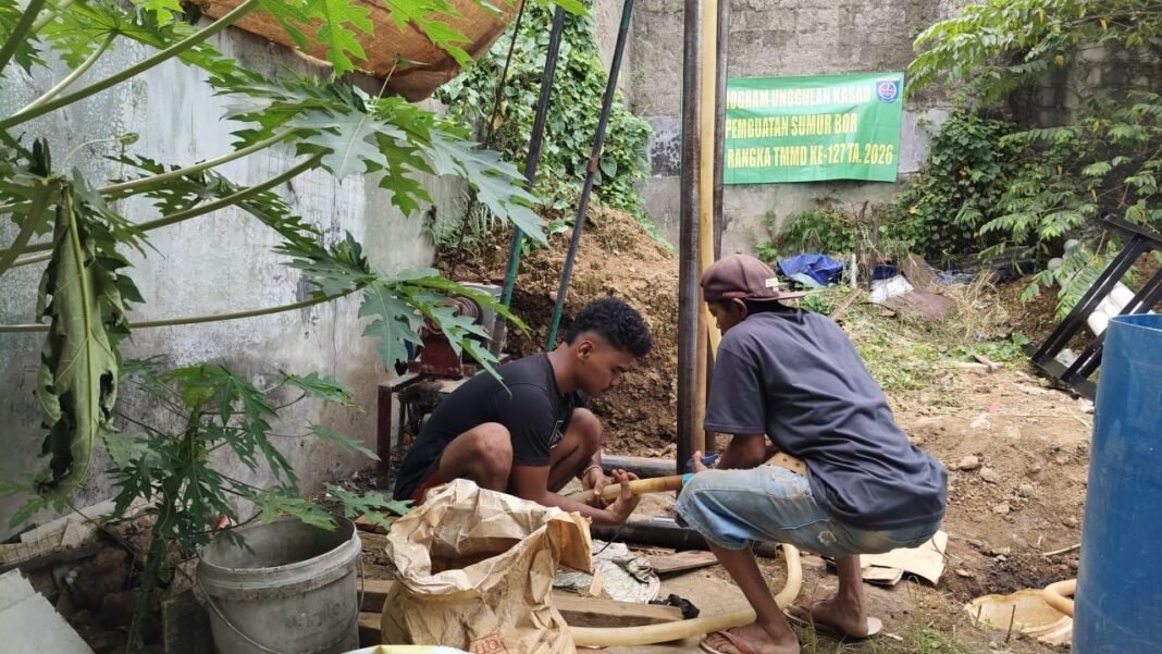Progres Pembuatan Sumur Bor dalam TMMD ke-127 di Sukmajaya Mendekati Penyelesaian